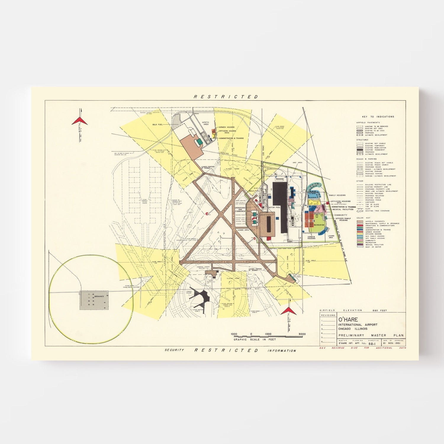 Vintage Map of O'Hare International Airport, 1951