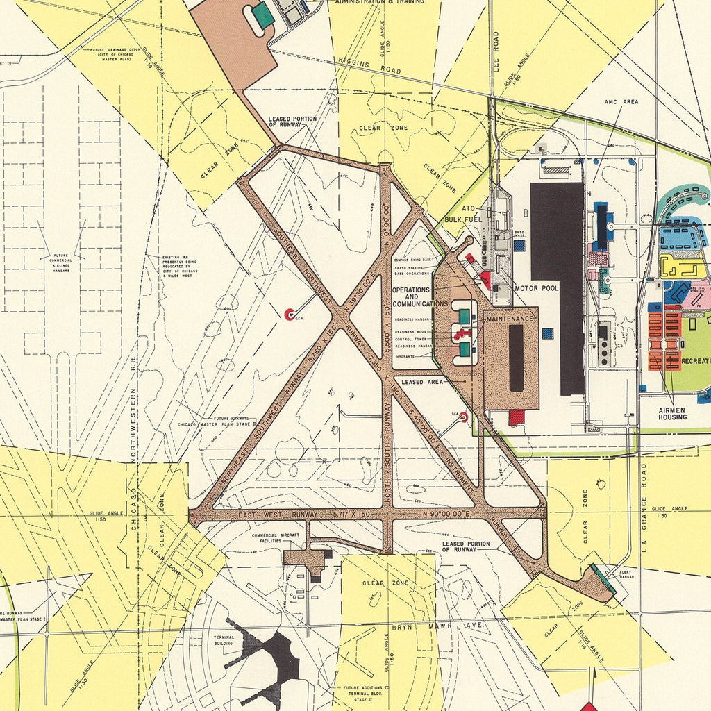 Vintage Map of O'Hare International Airport, 1951