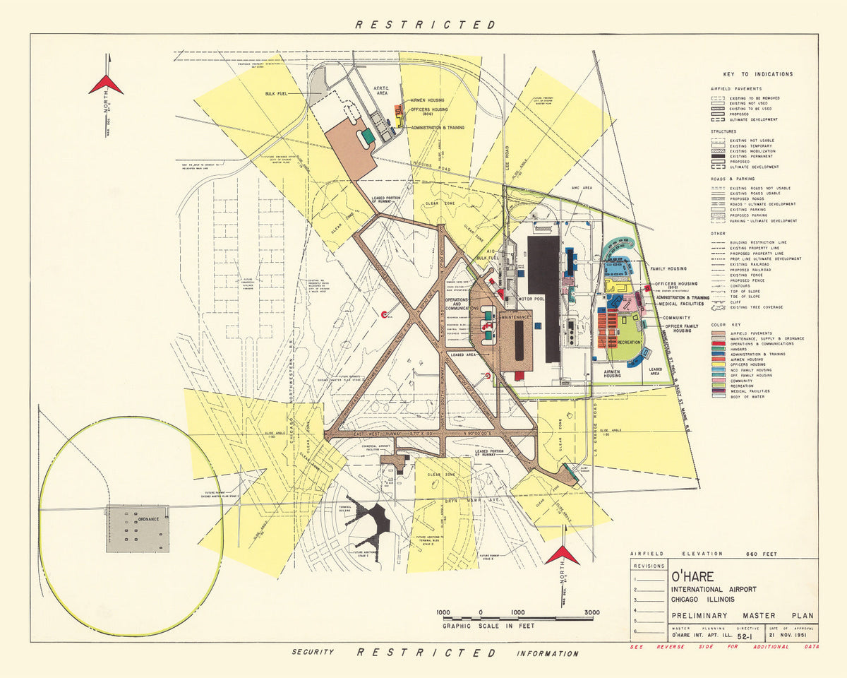 Vintage Map of O'Hare International Airport, 1951
