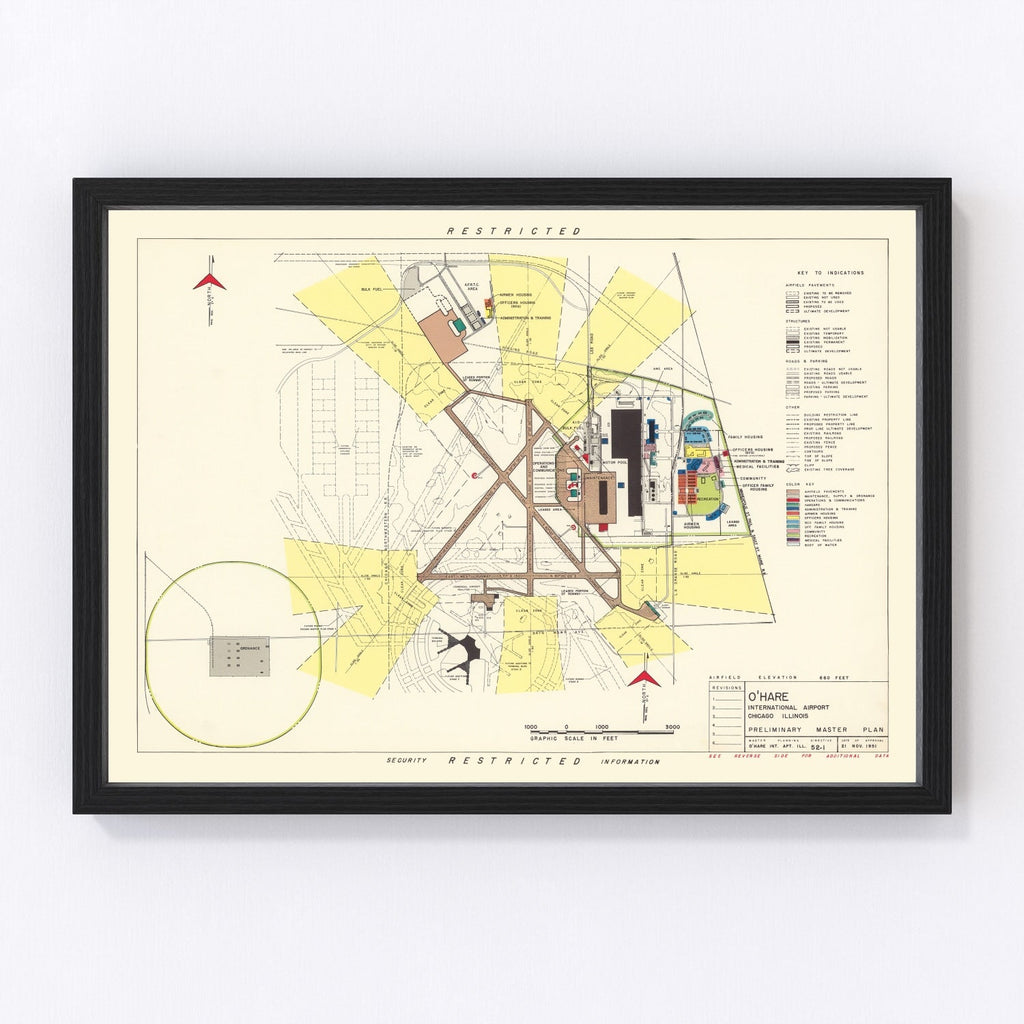 Vintage Map of O'Hare International Airport, 1951