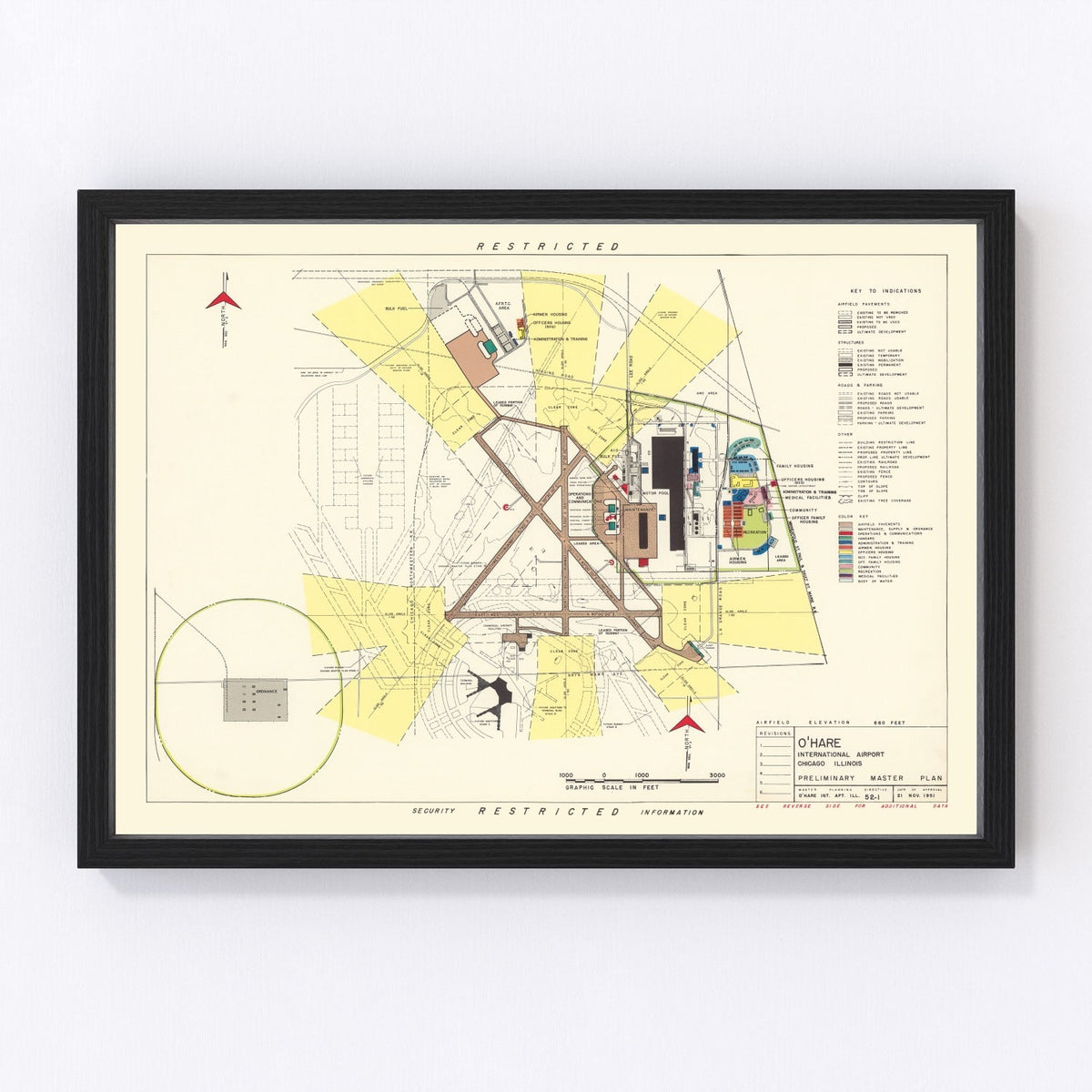 Vintage Map of O'Hare International Airport, 1951