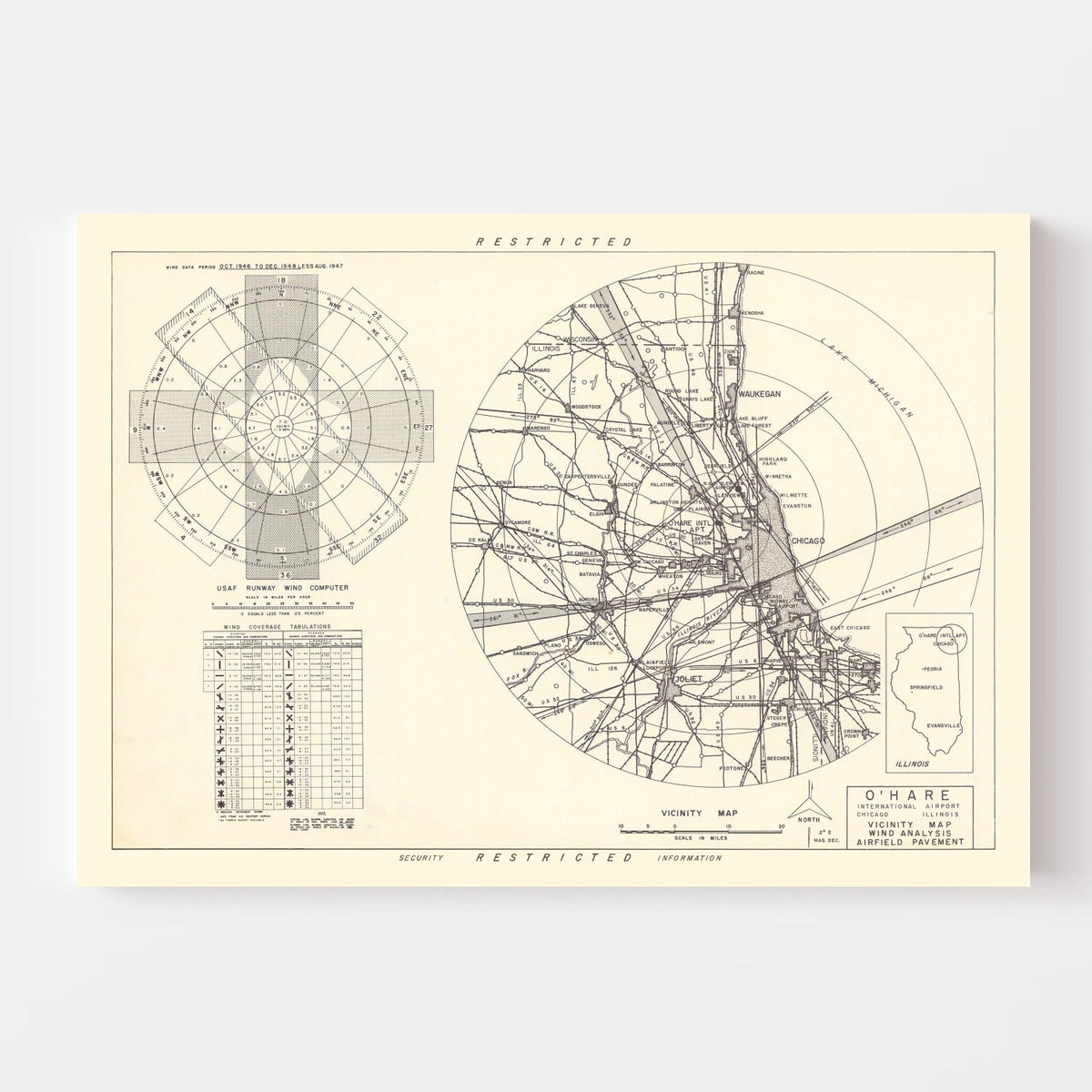 Vintage Map of the O'Hare International Airport Vicinity, 1951