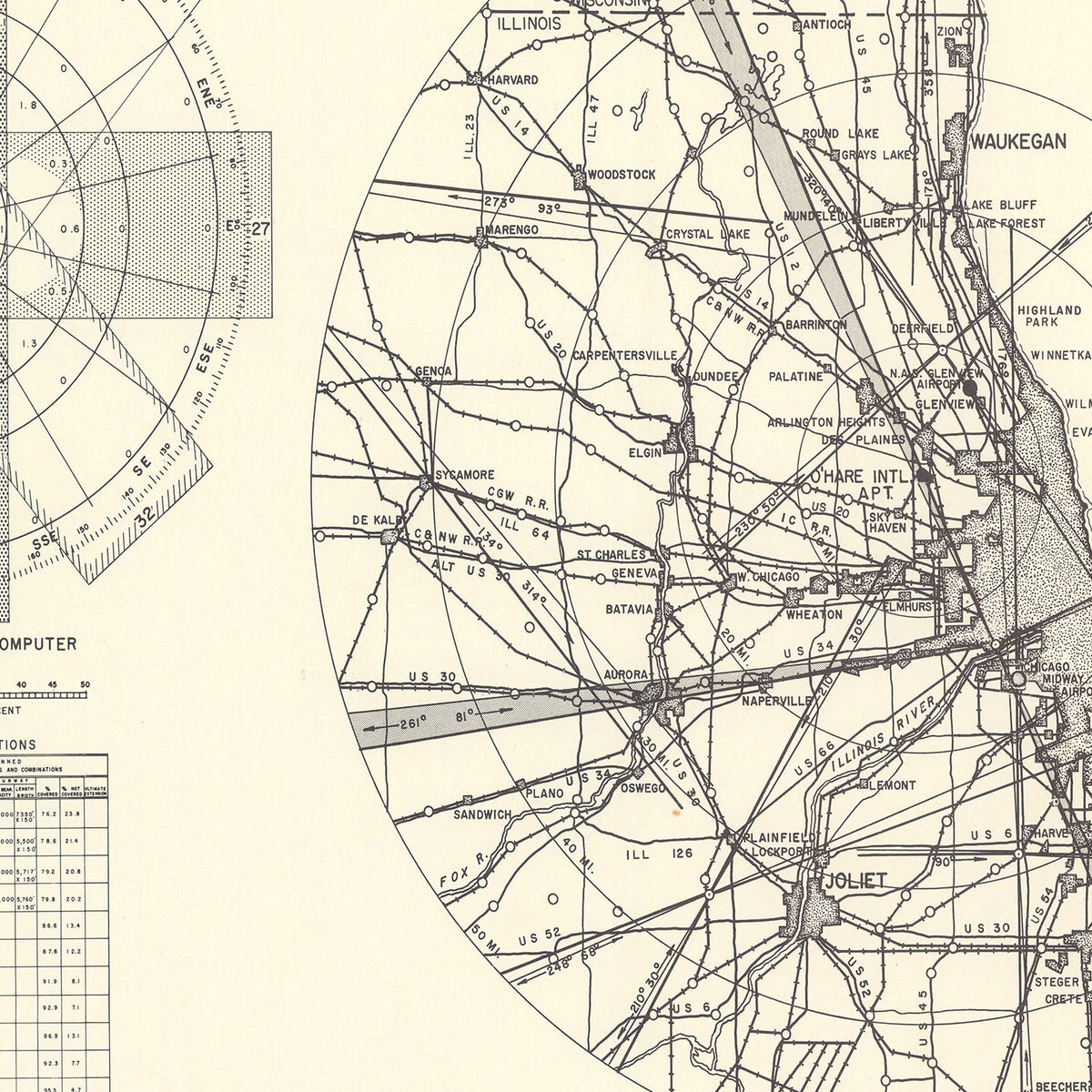 Vintage Map of the O'Hare International Airport Vicinity, 1951
