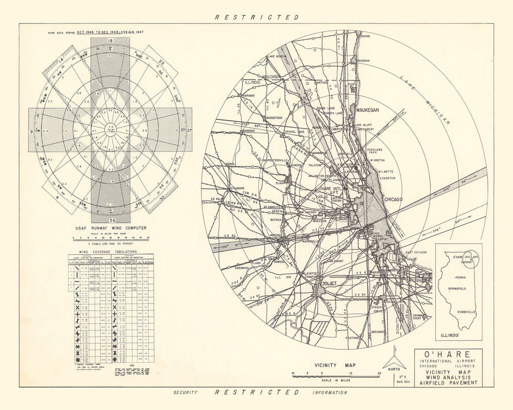 Vintage Map of the O'Hare International Airport Vicinity, 1951