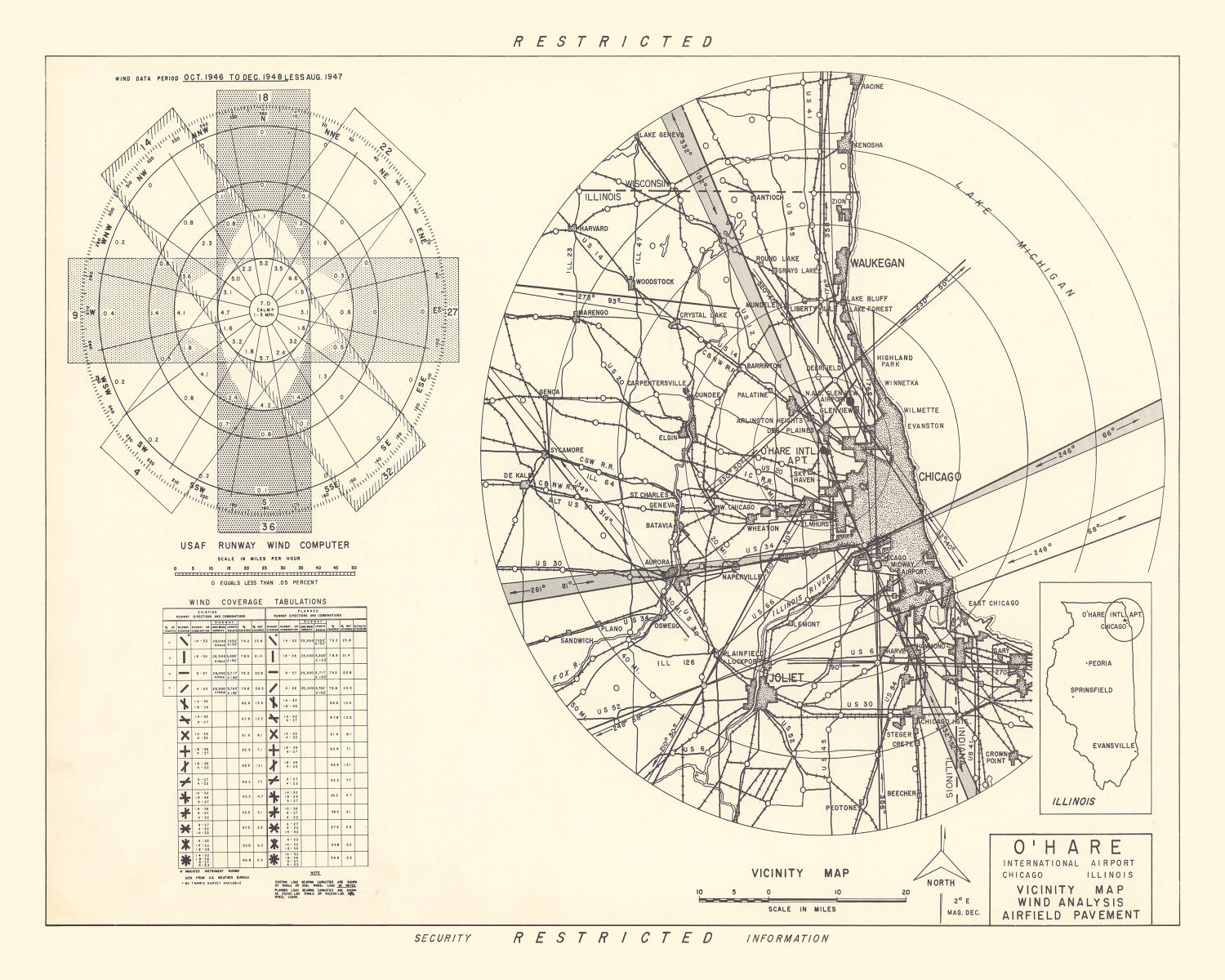 Vintage Map of the O'Hare International Airport Vicinity, 1951