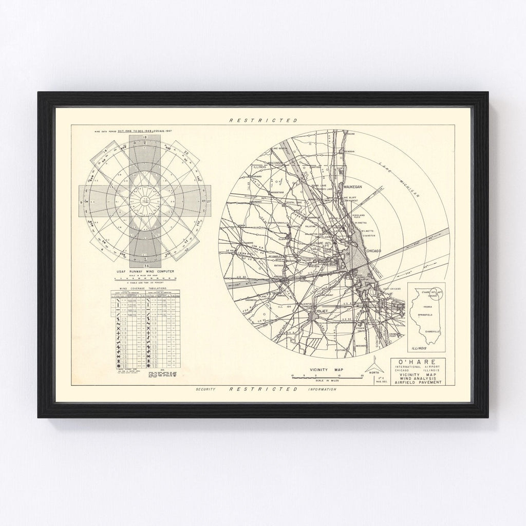 Vintage Map of the O'Hare International Airport Vicinity, 1951