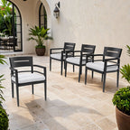 Outdoor Patio Dining Chairs, Tapered Feet (Set of 4) - Ember Black