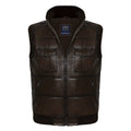 Zip Up Utility Striped Quilted Vest // Brown
