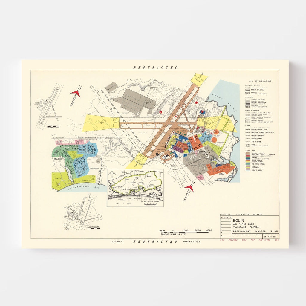 Vintage Map of Eglin Air Force Base, 1952