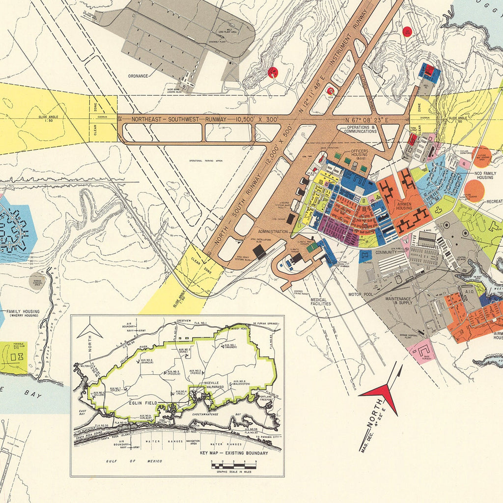 Vintage Map of Eglin Air Force Base, 1952
