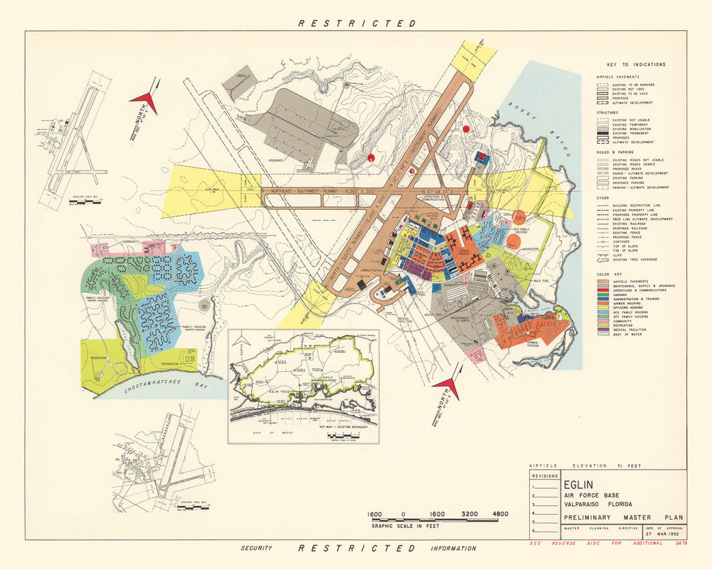 Vintage Map of Eglin Air Force Base, 1952