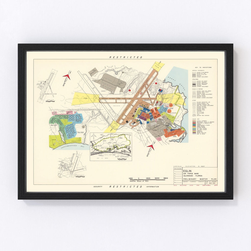 Vintage Map of Eglin Air Force Base, 1952