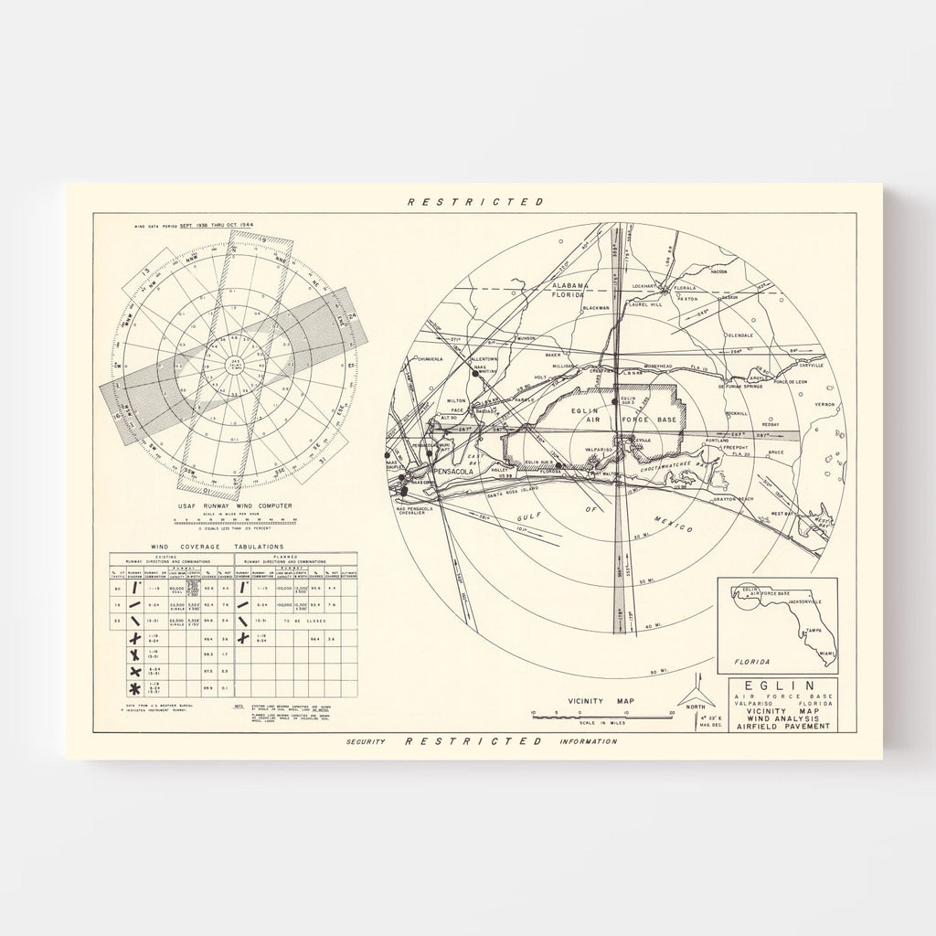 Vintage Map of the Eglin Air Force Base Vicinity, 1952