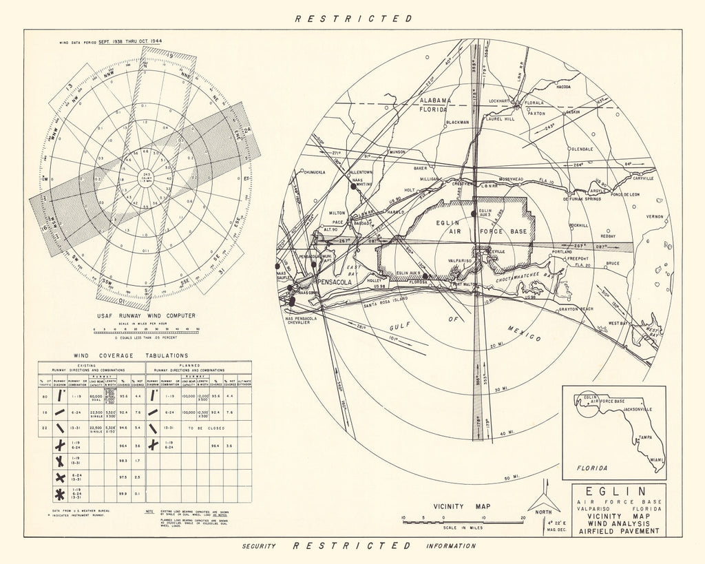 Vintage Map of the Eglin Air Force Base Vicinity, 1952