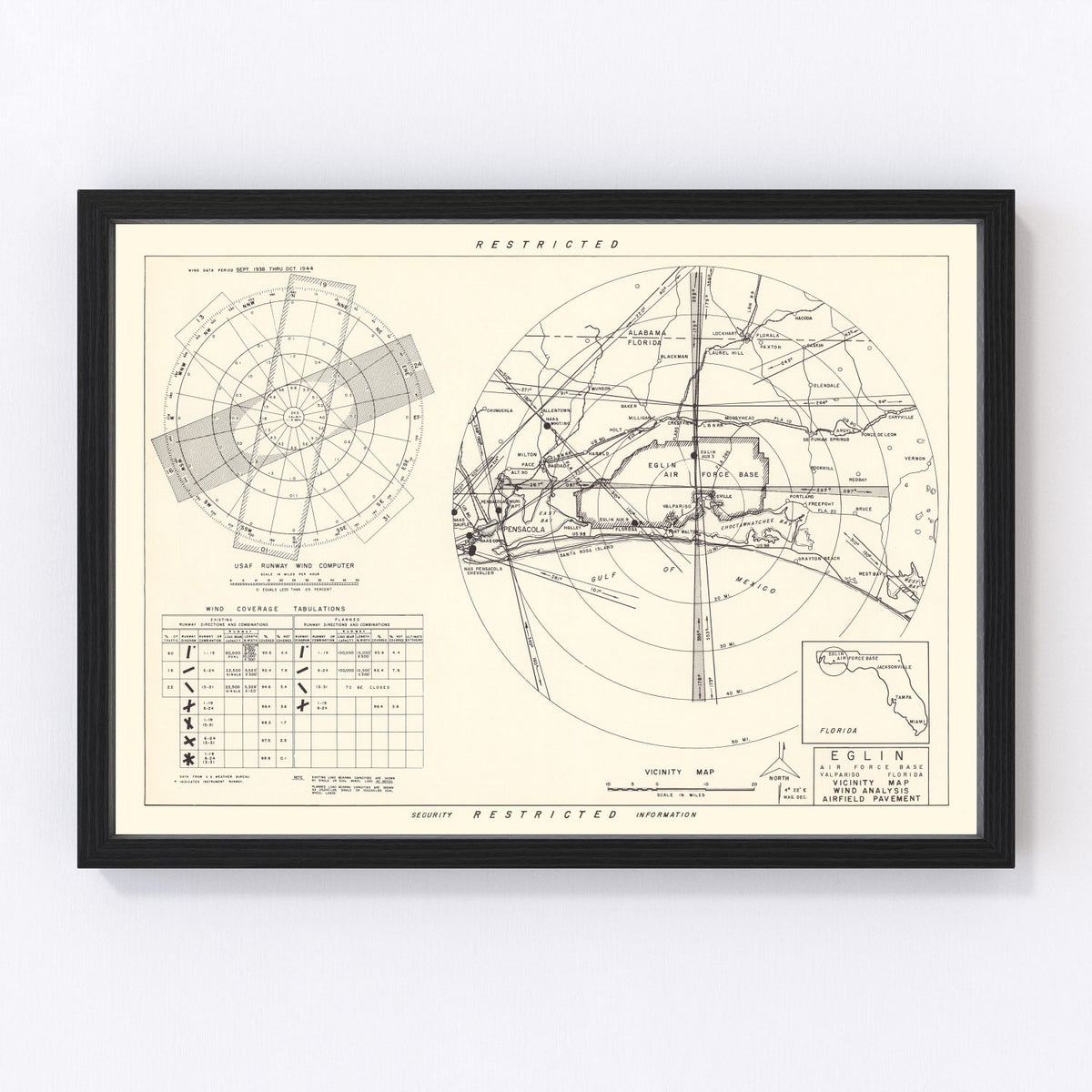 Vintage Map of the Eglin Air Force Base Vicinity, 1952