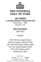 Sid Gillman HOF Goal Line Art GLAC Postcard San Diego Chargers JSA