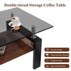 Modern Rectangular Coffee Table With Tempered Transparent