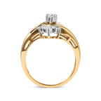 10K Two-Toned 1/2 Cttw Round And Baguette-Cut Composite Pear Head Diamond Ring (H-I Color, I2-I3 Clarity) - Ring Size 7