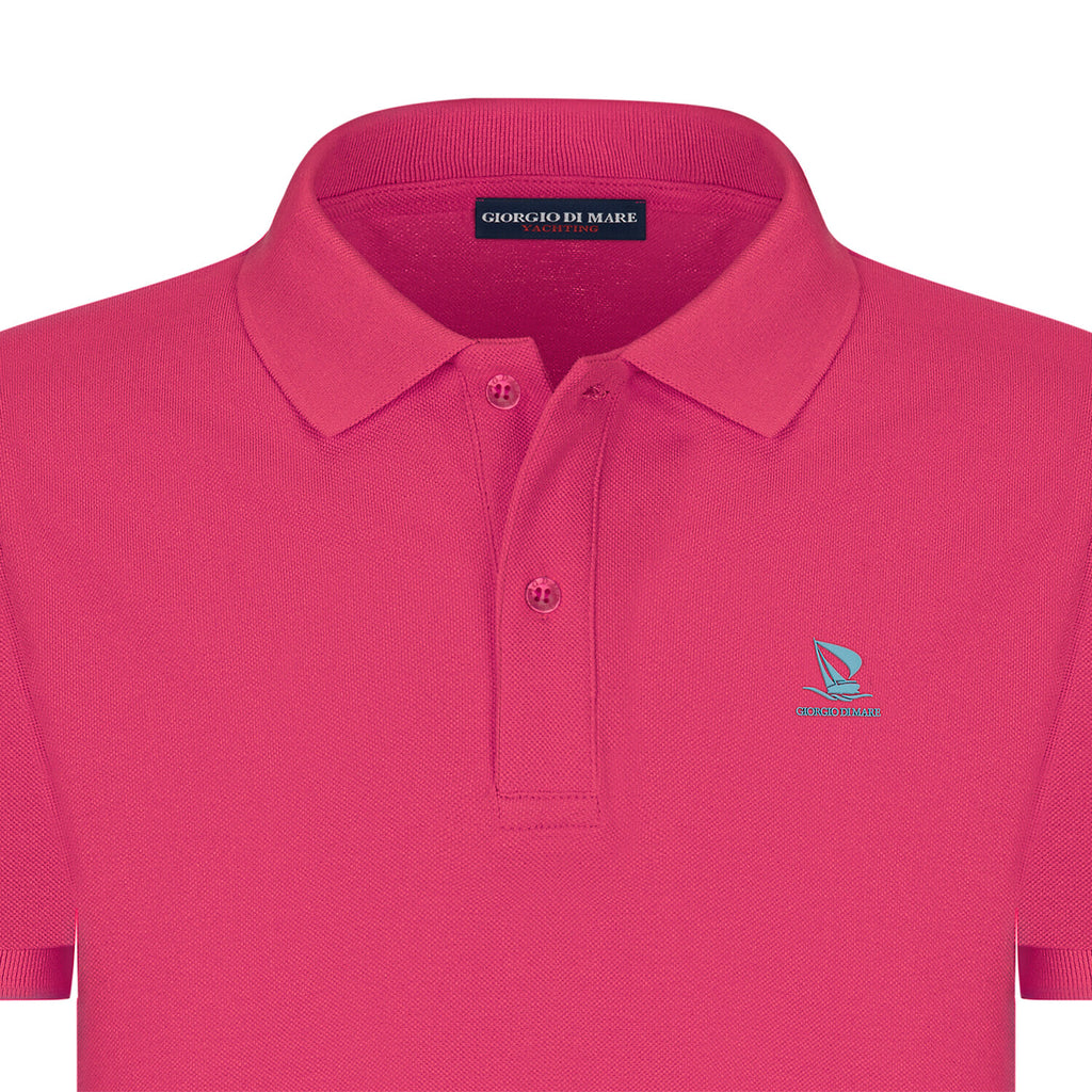 Solid Short Sleeve Polo Shirt // Magenta