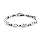 14K White Gold 2.0 Cttw Princess and Round Diamond Bar and Link Bracelet (I-J Color, I1-I2 Clarity) - 7.25" Inches