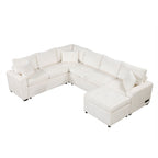 Sectional Sofa Pull-Out Sofa Bed Sleeper With A Storage Ottoman