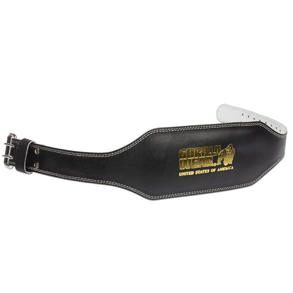 Gorilla Wear 6 Inch Padded Leather Lifting Belt - Black/Gold