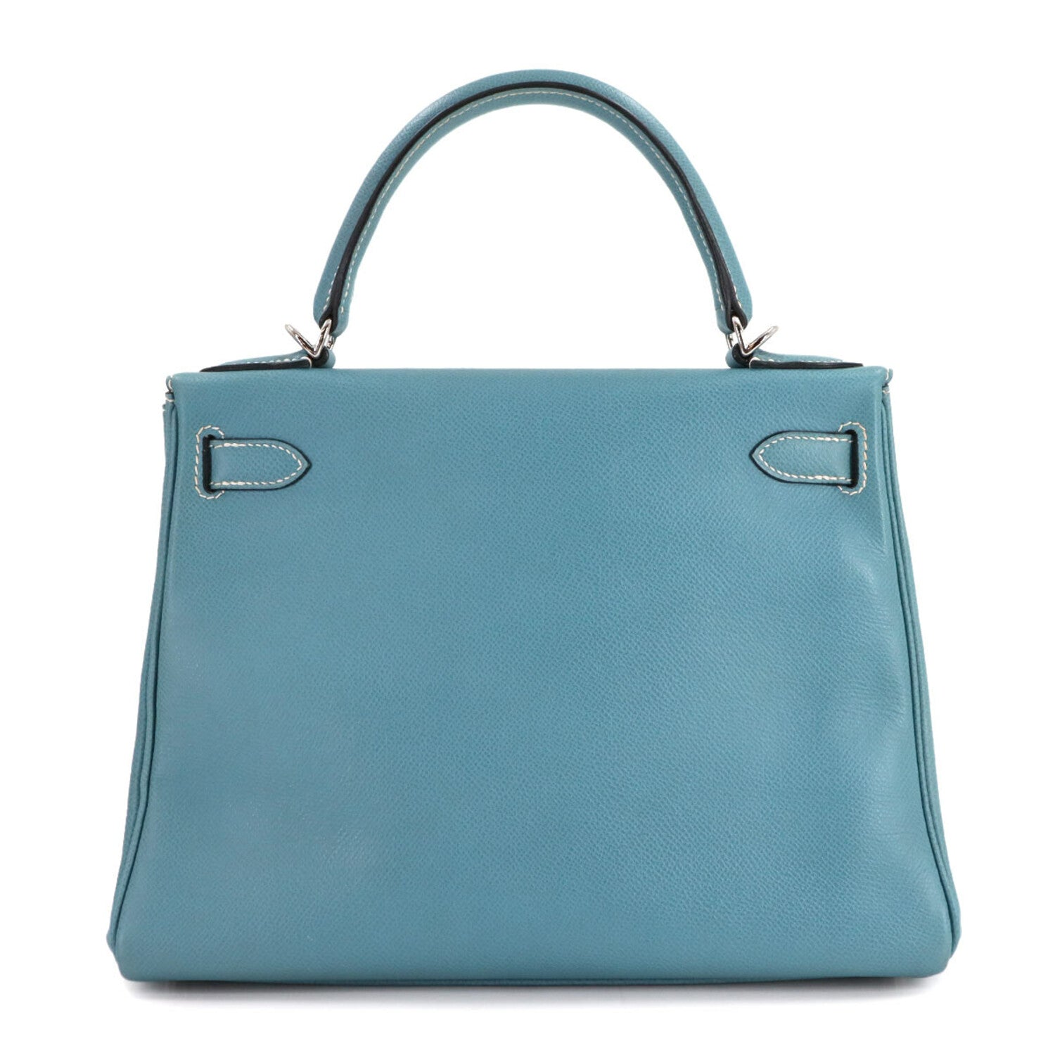 Hermès // Epsom Leather Kelly 28 Handbag // Blue Jean + Silver // Pre-Owned