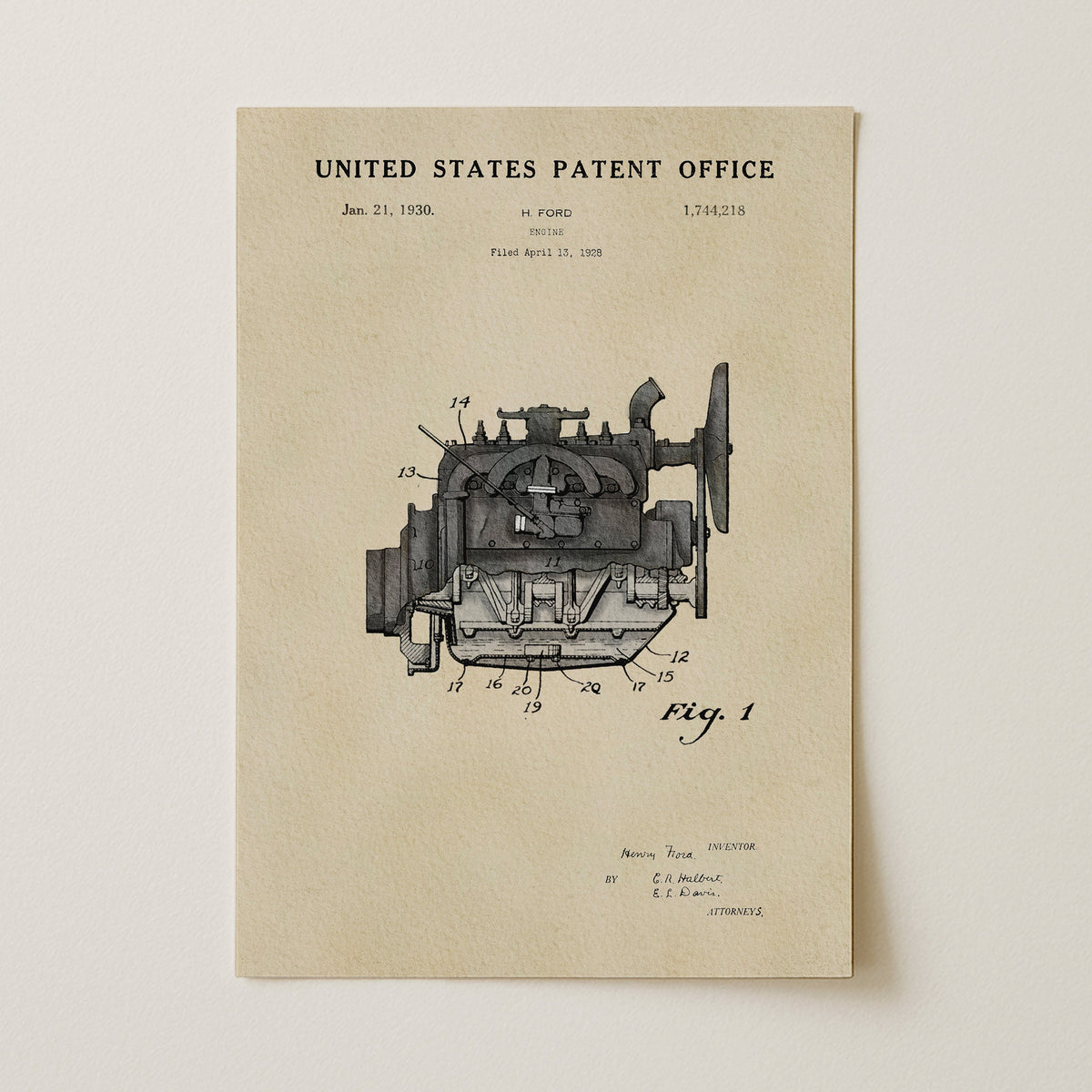 Vintage Car Engine (1930)
