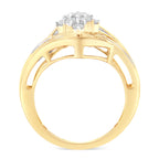 10K Yellow Gold Diamond Bypass Cluster Ring (1 Cttw, I-J Color, I2-I3 Clarity) - Size 7