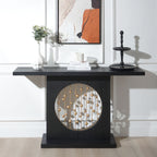Console Table With Circular Art Decor For Living Room - Multi