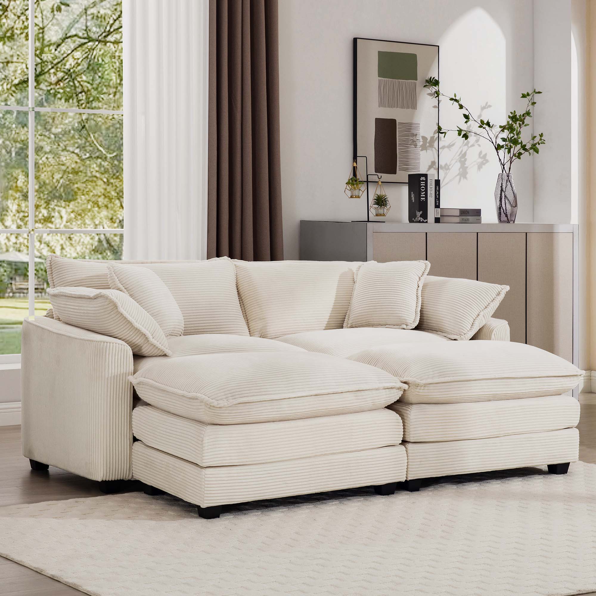 Modern Oversized Modular Cushion Sofa With Ottoman