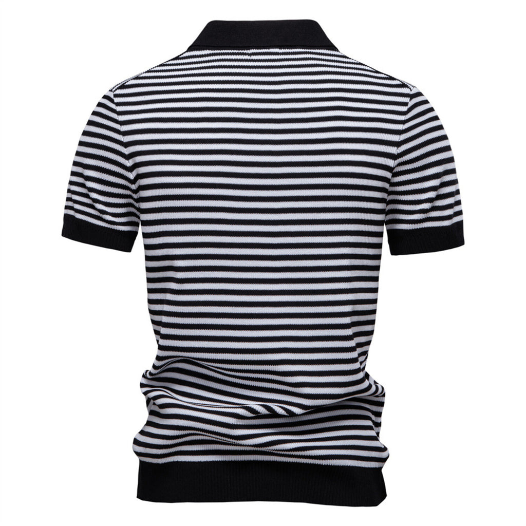Horizontal Striped Polo Shirt // Black