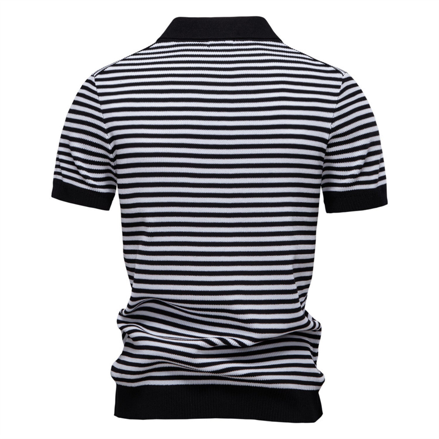 Horizontal Striped Polo Shirt // Black