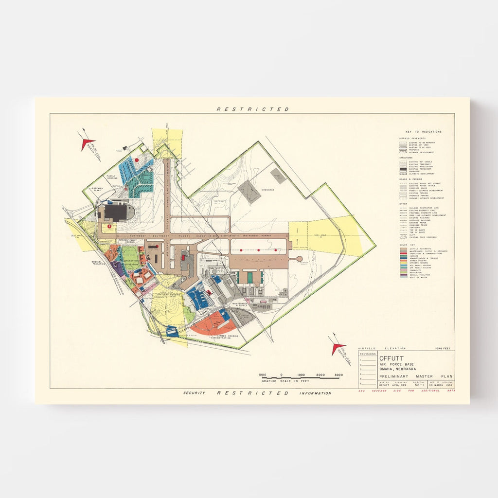 Vintage Map of Offutt Air Force Base, 1951