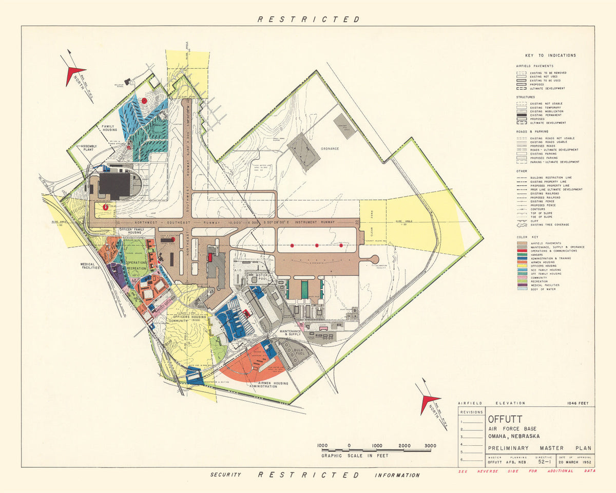 Vintage Map of Offutt Air Force Base, 1951