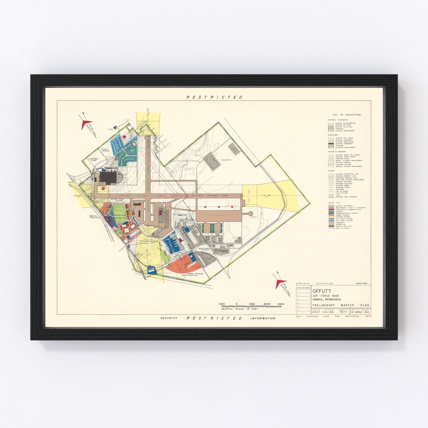 Vintage Map of Offutt Air Force Base, 1951
