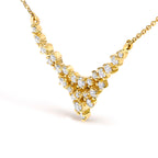 14K Yellow Gold 1/2 Cttw Diamond Scattered "V" Necklace (I-J Color, SI2-I1 Clarity) - 18" Inches