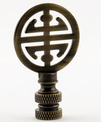 Classic 4 Blessings Asian Lamp Finial Antique Brass Metal 2.25"h
