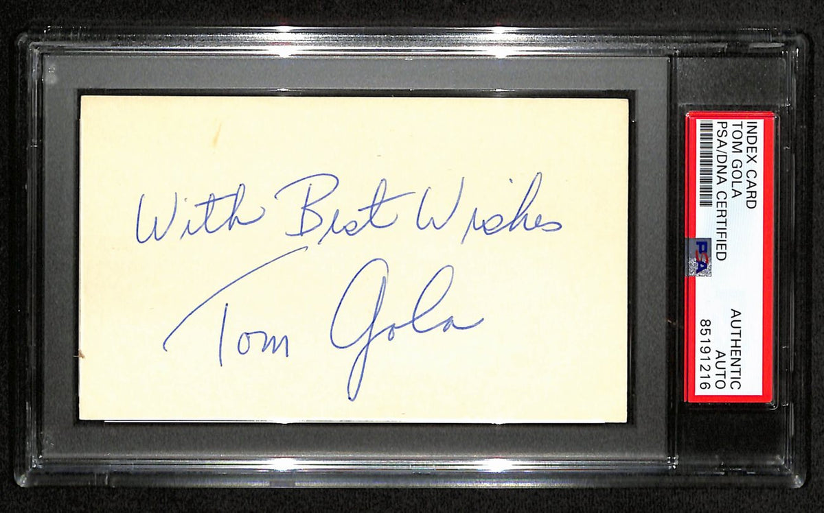 Tom Gola HOF Signed/Inscribed 3x5 Index Card New York Knicks PSA/DNA 188587