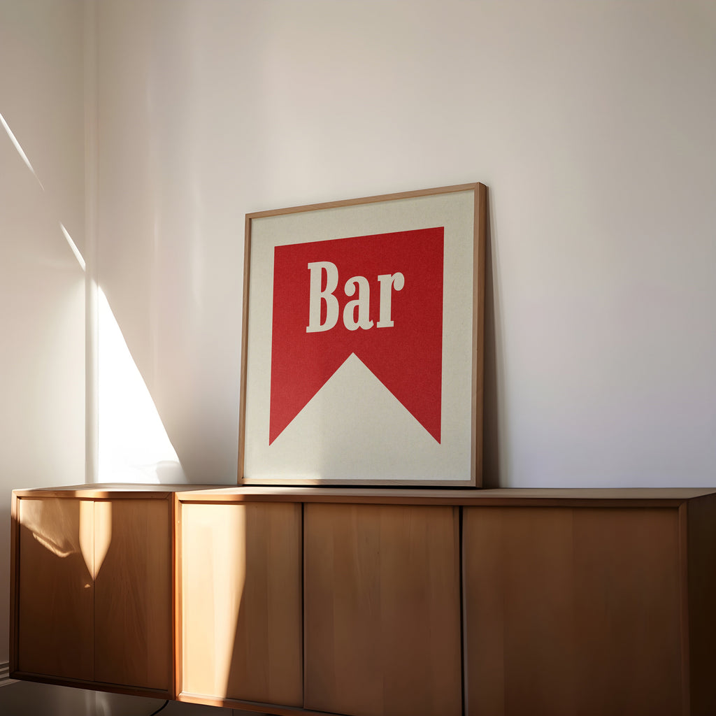 Bar Banner Tab Typography Square Art Print