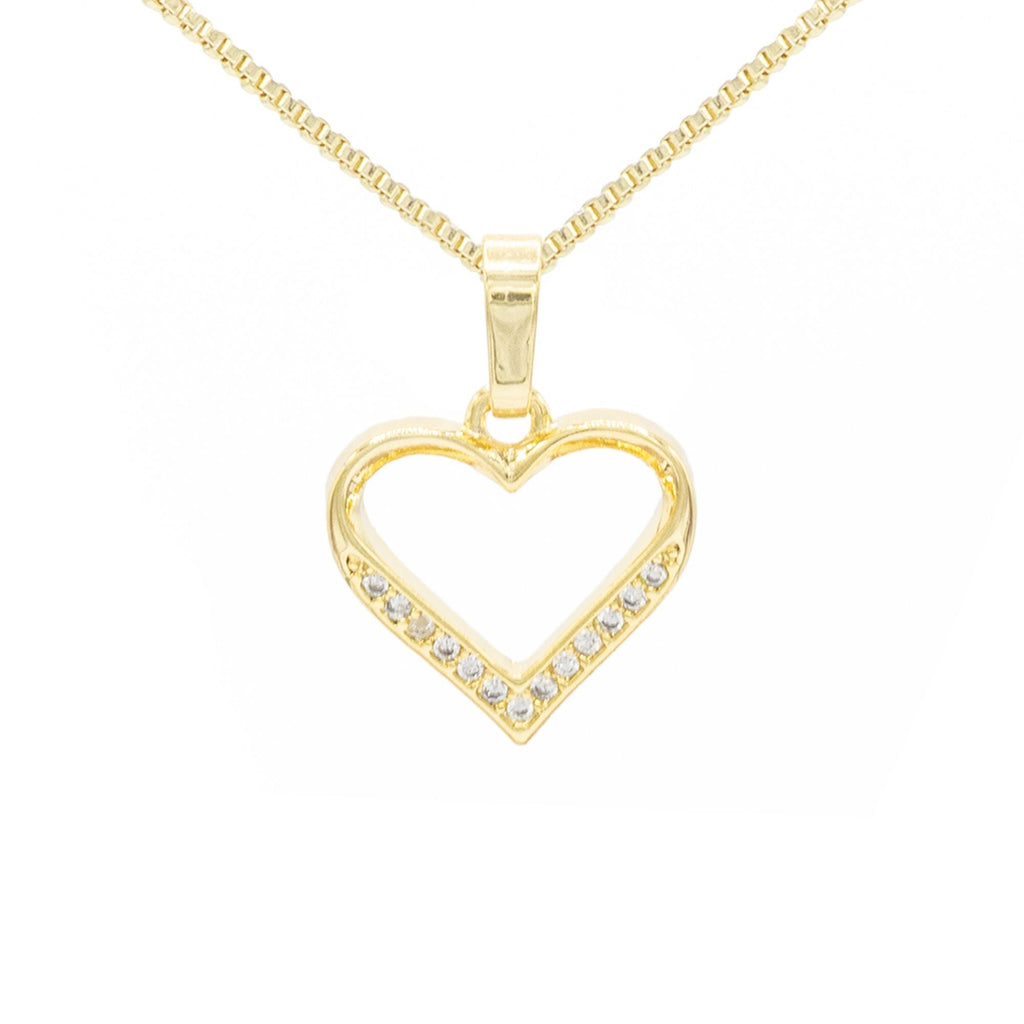 Cubic Zirconia 14K Gold Filled Delicate Heart Pendant Necklace Set