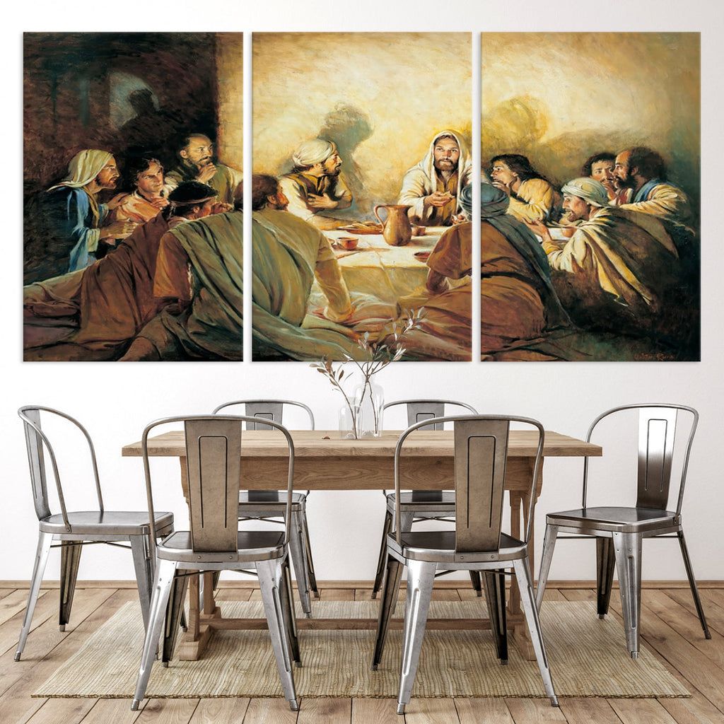 Last Supper Wall Art, Framed Jesus Canvas Print, Modern Biblical Religious Decor