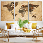 Push Pin World Map Canvas Print | Framed Travel Tracker Wall Art