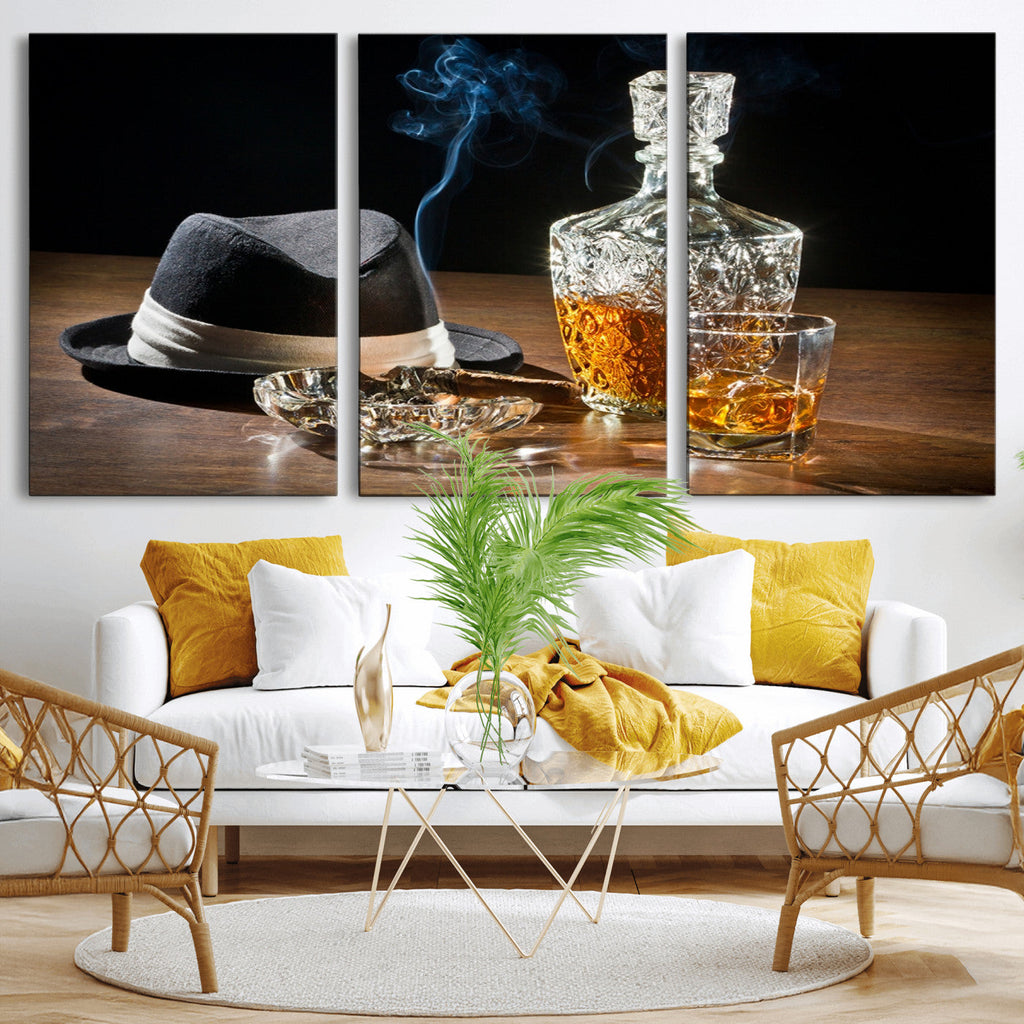 Extra Large Bourbon Wall Art, Whiskey Bar Theme Vintage Bottle Canvas Print
