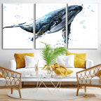 Watercolor Whale Wall Art Canvas Print