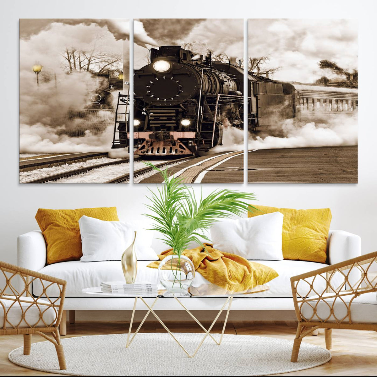 Black Steam Train Canvas Wall Art Print Steam Locomotive Art