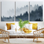 Foggy Pine Forest Wall Art Canvas Print