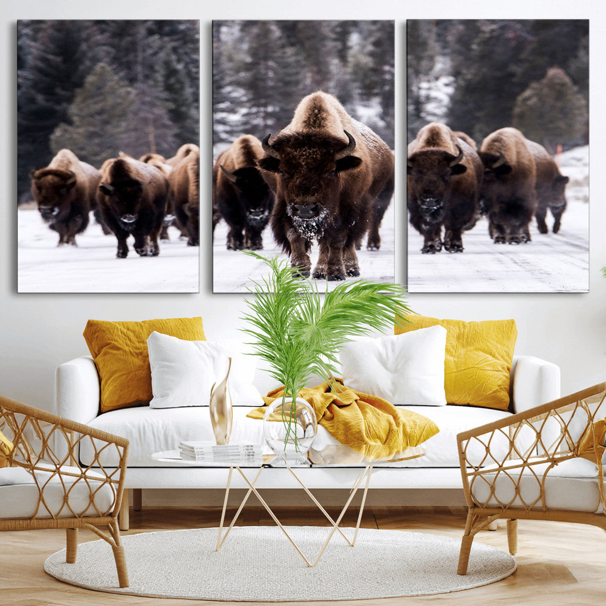 Bison Wall Art Canvas Print, Bison Herd Canvas Wall Art