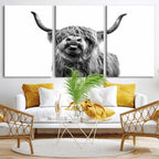 Fanny Scottish Highland Cow Cattle Art Print Farmhouse Wall Art Canvas Print