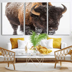 Bison Wall Art Canvas Print For Farmhouse, Wild Animal Wall Art